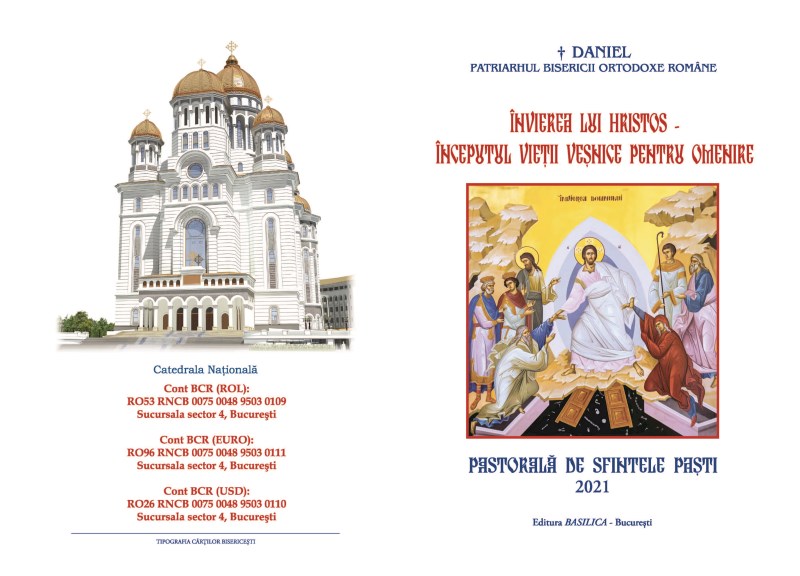 Pastorala de Paşti 2021 a Patriarhului Daniel – Coperta 1. Foto credit: Tipografia Cărţilor Bisericeşti